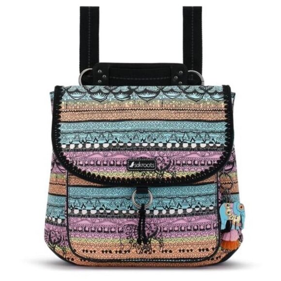 Sakroots Convertible Backpack ll Multicolor Pattern Tribal School Fashion Bag - Picture 1 of 9